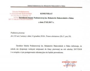 komunikat rekrutacja