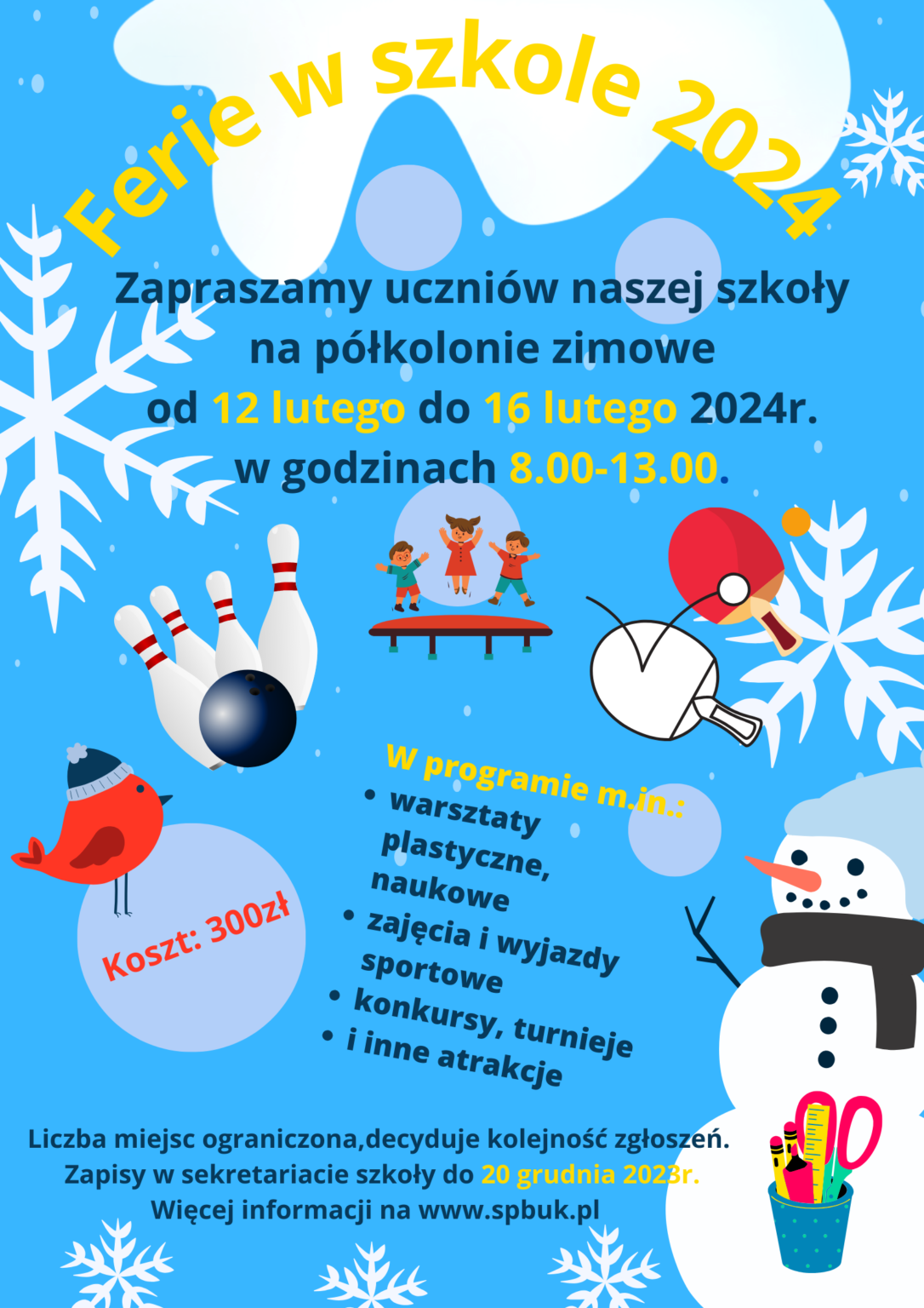 Zapraszamy Na P Kolonie Zimowe Ferie W Szkole Szko A